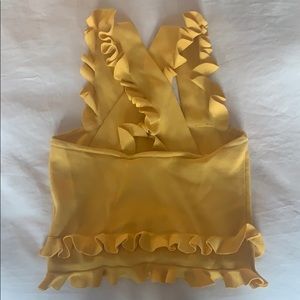 Yellow spandex crop top